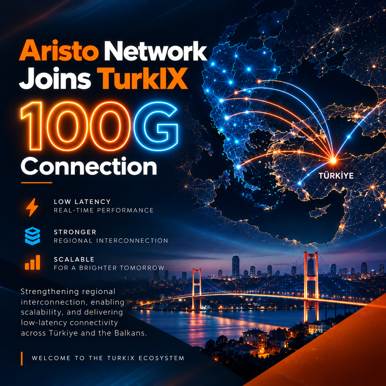 Aristo Network се присъедини към TurkIX с 100G връзка