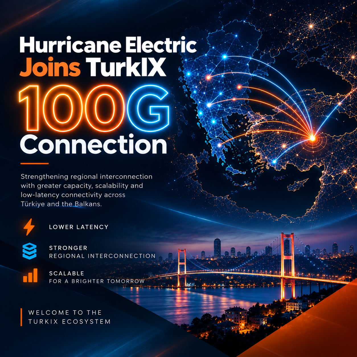 Hurricane Electric се присъедини към TurkIX с 100G връзка